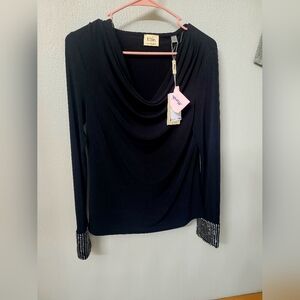 Elle Black Draped Women's Top Size  NEW!! SIZE Small Could Fit S/M